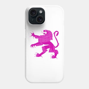 Heraldic Rampant Lion (Pink) Phone Case