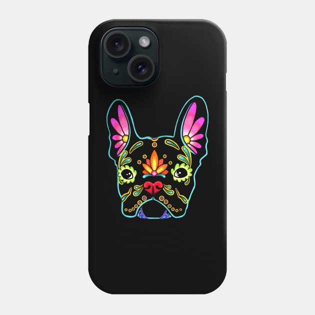 French Bulldog in Black - Day of the Dead Sugar Skull Dog Phone Case by prettyinink