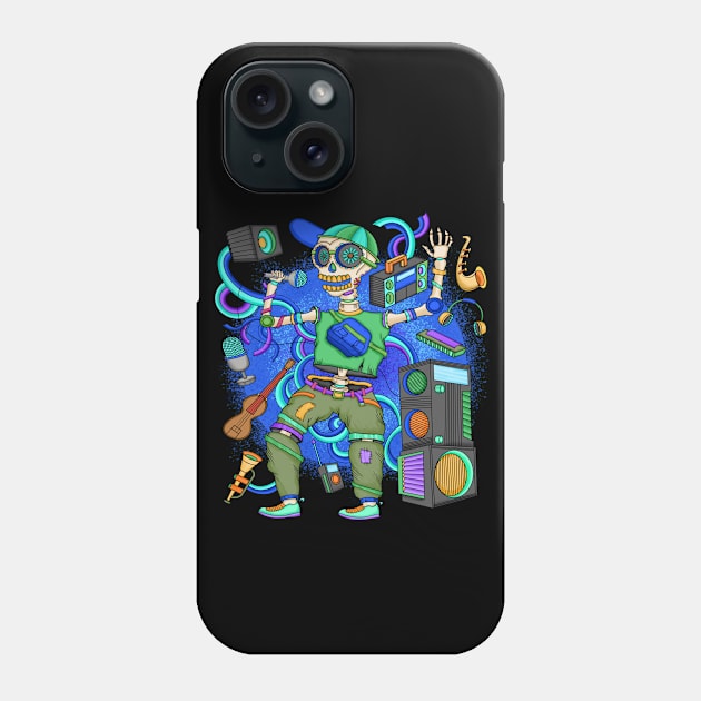 Skeleton Singer Karaoke time - Dia De Los Muertos - Music Lover Phone Case by Scriptnbones