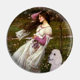 Windlfowers by John Waterhouse Adapted to Include a White Standard Poodle Pin