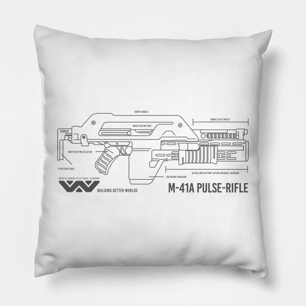 Pulse Rifle (Aliens) Pillow by SilverfireDesign