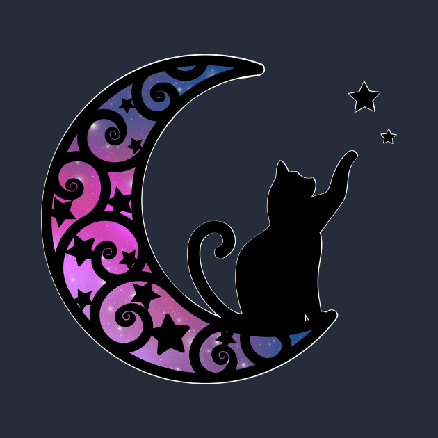 Starlight Moon Kitty Cat Silhouette by LittleBunnySunshine