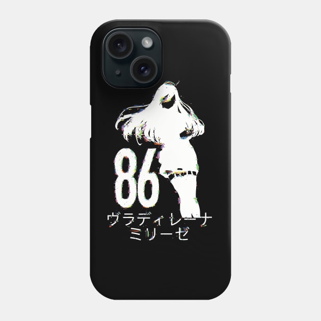 ES18 Glitch Lena / Handler One 86 Eighty Six Dope Black and White Anime Girls Characters Minimalist Silhouette Wallpaper with Vladilena Milize Japanese Kanji Letters x Animangapoi August 2023 Phone Case by Animangapoi