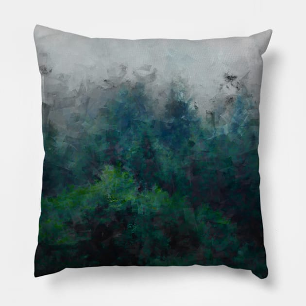 Bue Pine Forest - Oil Painting Pillow by HappyGiftArt