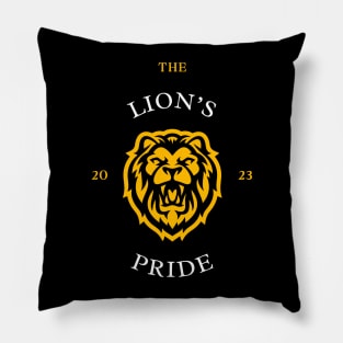 Black and Gold Simple Masculine Illustrative Brave Lion Pillow