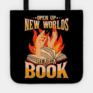 Open up new worlds read a book Tote