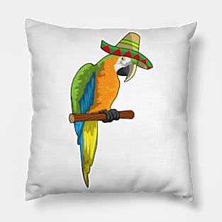 Parrot with Straw hat Pillow