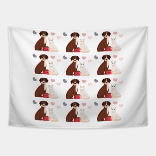 dog and cat lover pattern Tapestry