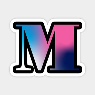 Capital Letter M Monogram Gradient Pink Blue White Magnet
