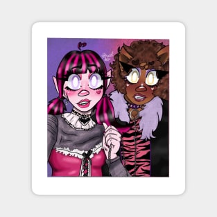 Draculaura and Clawdeen taking a picture Magnet