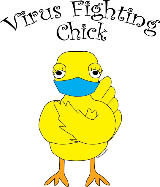 Virus Fighting Chick Curved Text Kids T-Shirt by Barthol Graphics