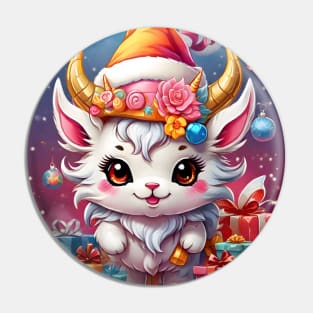 Whimsical Christmas Cat with Gifts and Ornaments Pin