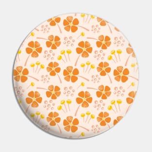 Abstract Floral Pattern in Orange, Yellow and Peach Pin