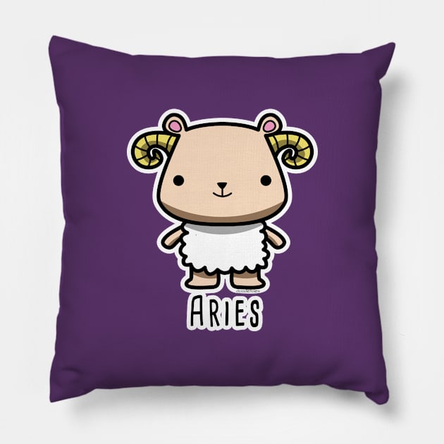 Aries zodiac teddy bear Pillow by doodletales