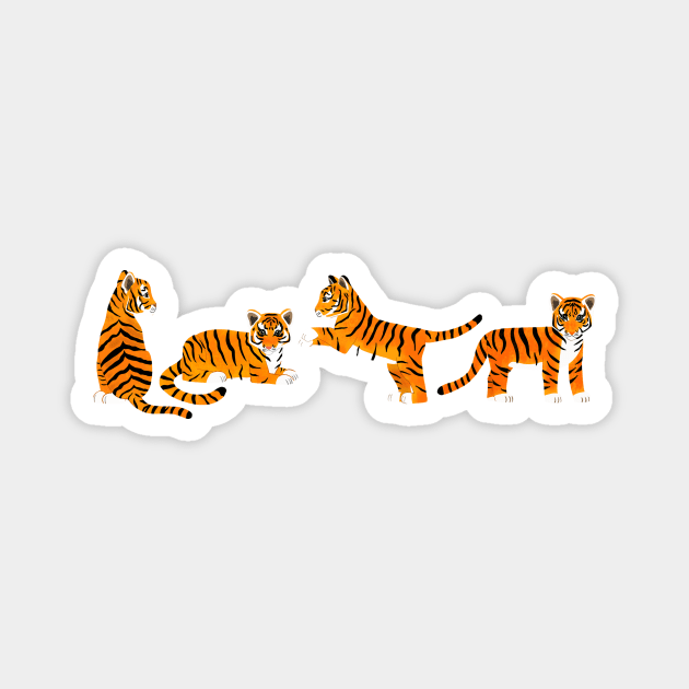 Tiger Cubs in a Row Magnet by tangerinetane