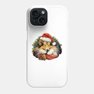 Lazy Shetland Sheepdog at Christmas Phone Case