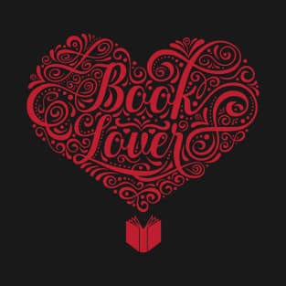 Book Lover Typography Heart T-Shirt