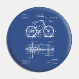 Bike Patent - Bicycle Art - Blueprint Pin