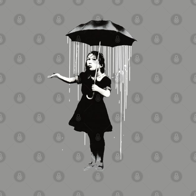 Banksy Rain Street Artist Graffiti by Closeddoor