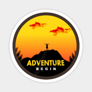 Victory after climbing mountains vintage hiking Magnet