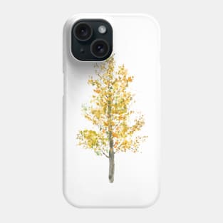 one lone yellow poplar tree watercolor Phone Case