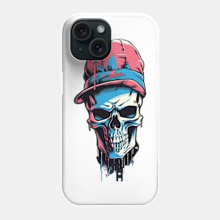 Goth meets vintage Loving this retro skull on spruce blue Phone Case