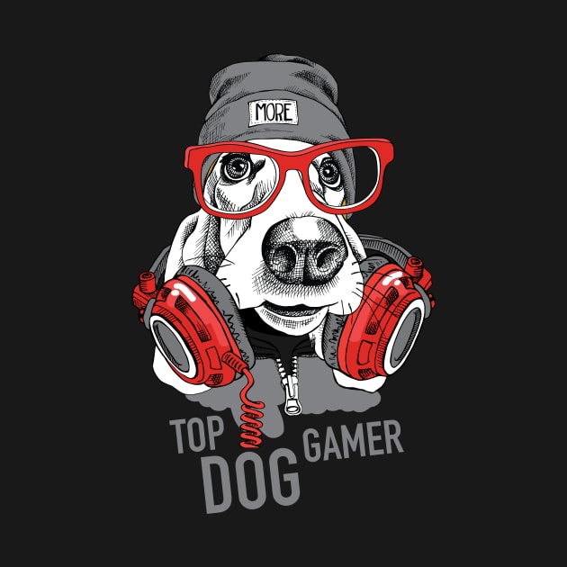 Top Dog Gamer Funny Gaming Headset Beanie Hat by CGD