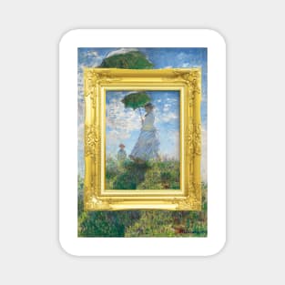 MONET - Claude Monet's Madame Monet and Her Son (1875) by Claude Monet Portrait GOLD FRAME LANDSCAPE Magnet