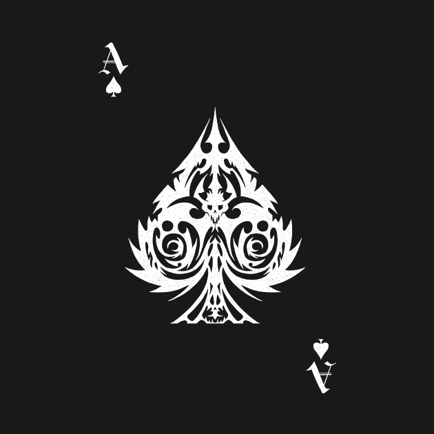 Ace Of Spades, white ink by Krobilad