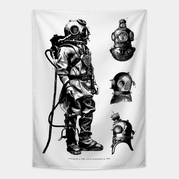 Vintage Deep Sea Diver Tapestry by Eclectic At Heart