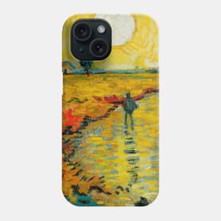 Red Vineyard at Arles - Vincent Van Gogh - Zoomed in and detailed Phone Case