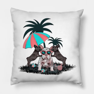 summer bulldog beach Pillow