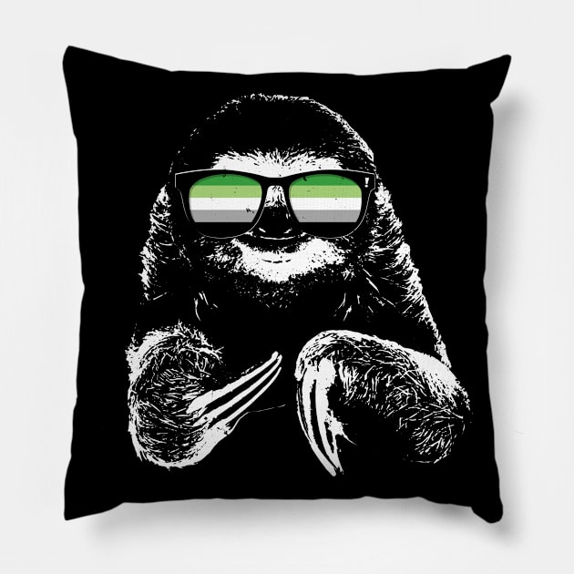 Pride Sloth Aromantic Flag Sunglasses Pillow by wheedesign