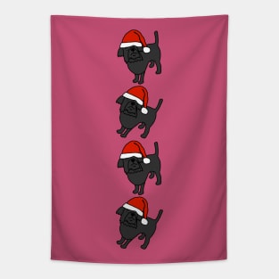 Cute Dogs wearing Christmas Santa Hats Tapestry