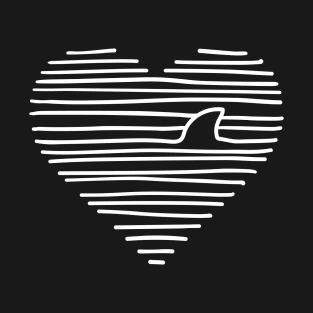 Love Shark Minimalist Line Drawing Shark Fin Gift T-Shirt