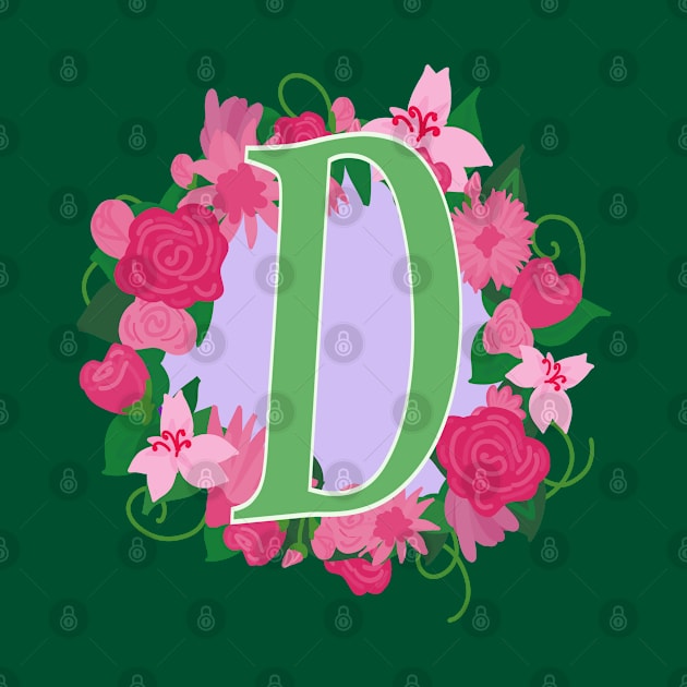 Monogram D, Personalized Floral Initial by Bunniyababa