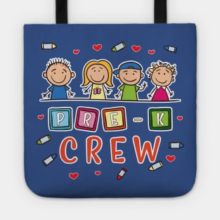 Pre-K Crew Preschool Back To School T-Shirt 1st Grade Pre-School Tote