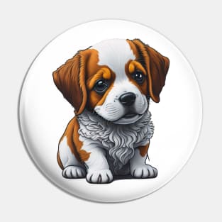 Cute Puppy Brown and White Design Pin