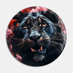 Floral Black Lion Pin