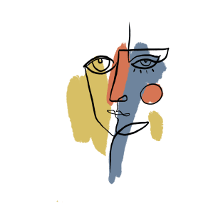 Abstract Cubist Face Line Art Illustration T-Shirt