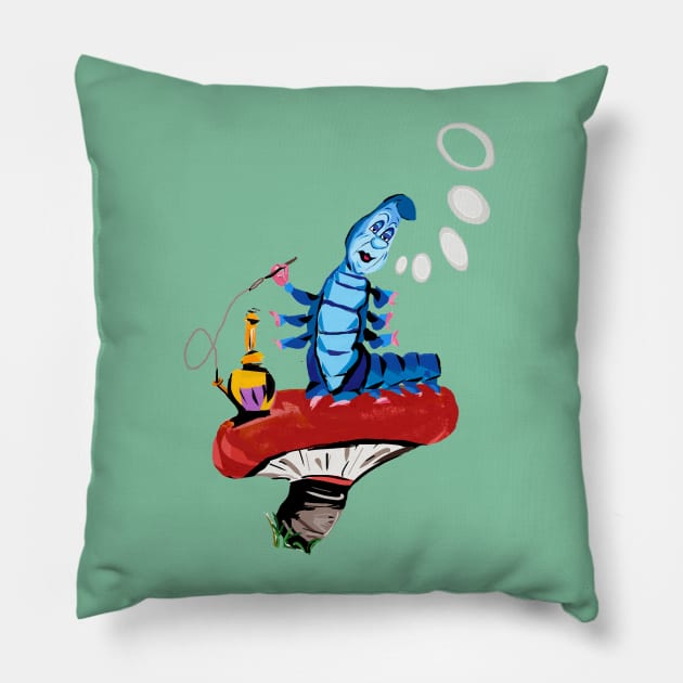 Classic Absolem Smoking Caterpillar Alice in Wonderland Pillow by pamh23