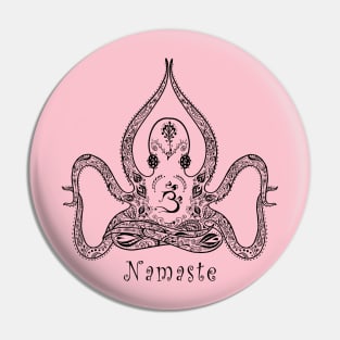 Boho Paisley Octopus Namaste Yoga Pose Pin