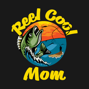 Reel Cool Mom Fisherman. Perfect for the Bass Fisherman, fishing rod graphic. T-Shirt