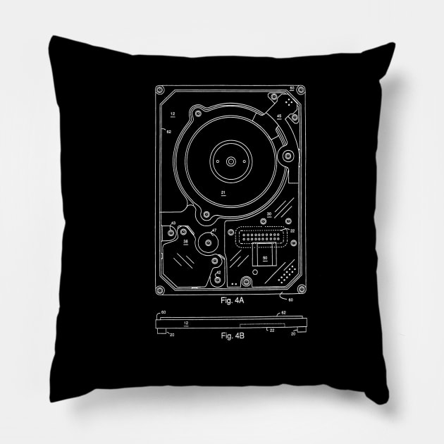 Hard Disk Drive Vintage Patent Drawing Pillow by TheYoungDesigns