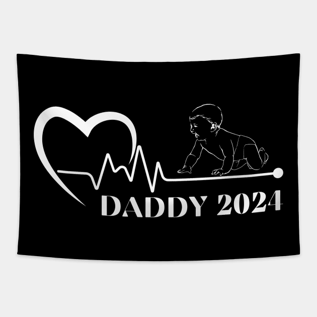 First Time Father Gift, Expecting Daddy 2024 Tapestry by Positive Designer