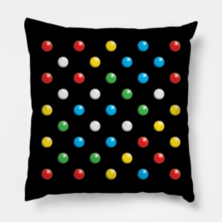 Primary Coloured Discs On A Black Square Pillow