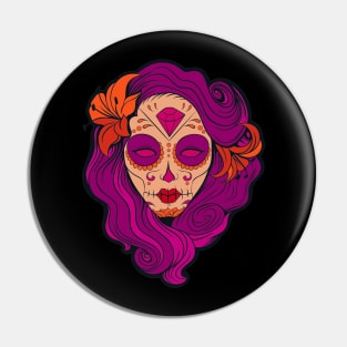 Pink hair Pin-up goth girl graphic design Pin