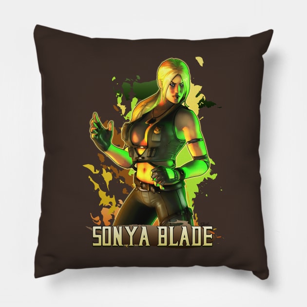 Sonya Blade Pillow by Keith_Byrne