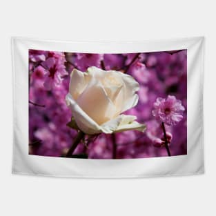 White rose and plum blossoms Tapestry