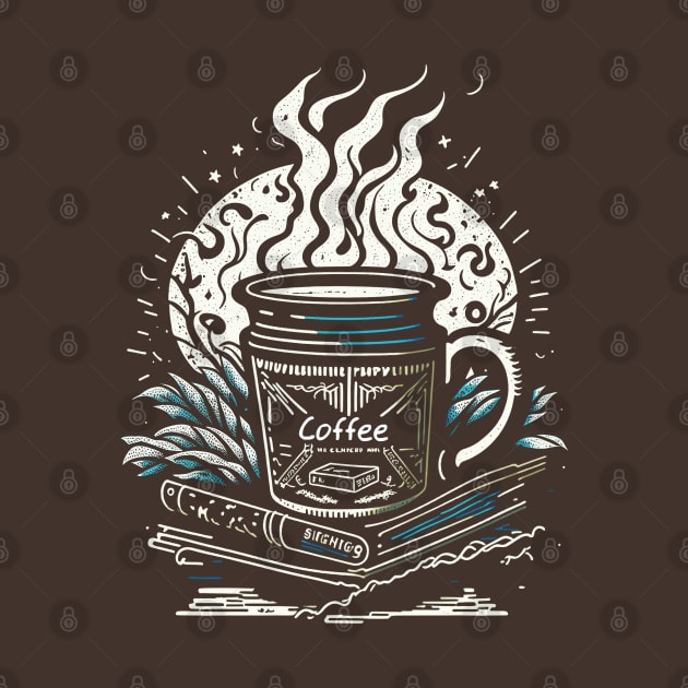 Books with coffee by Javisolarte